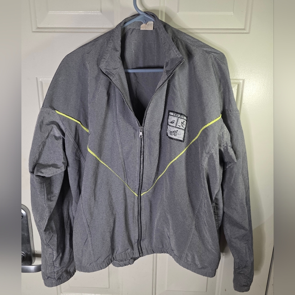 Gray Zip-Up Jacket with Logo No Tag Tri Fit Vintage‎ Men's